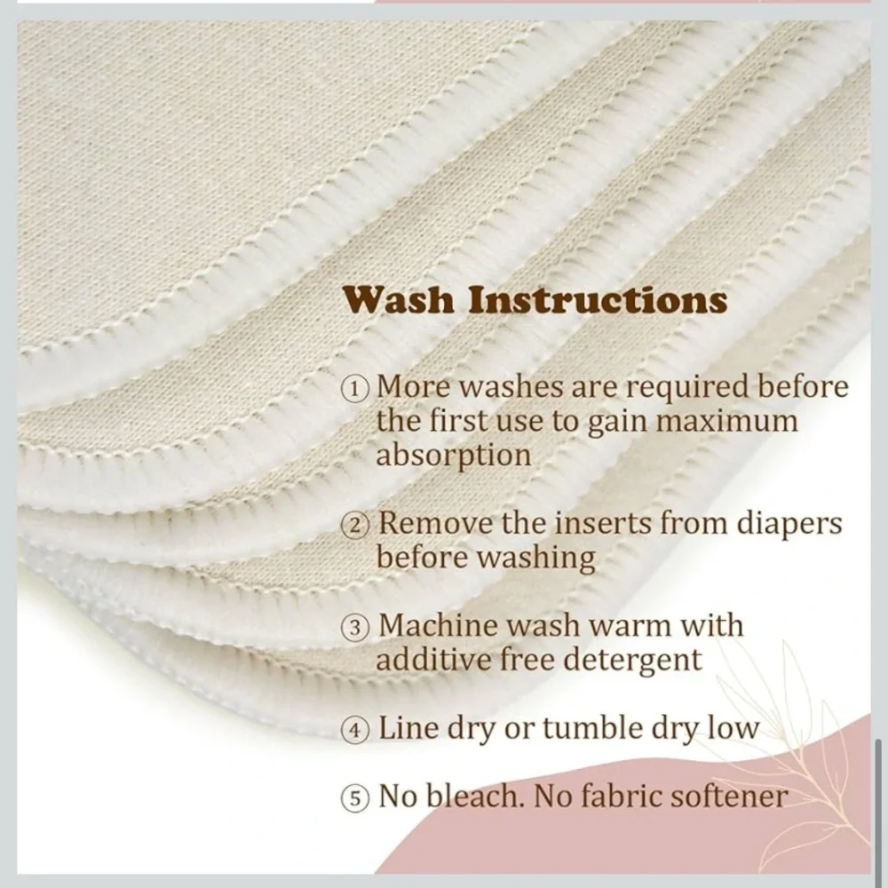 Mama Koala 3-Layer Hemp Cotton Baby Cloth Diaper Inserts, Adjustable(6 Pack)